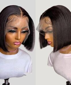 Straight Human Hair Wigs Short Bob Lace Frontal Wig for Women