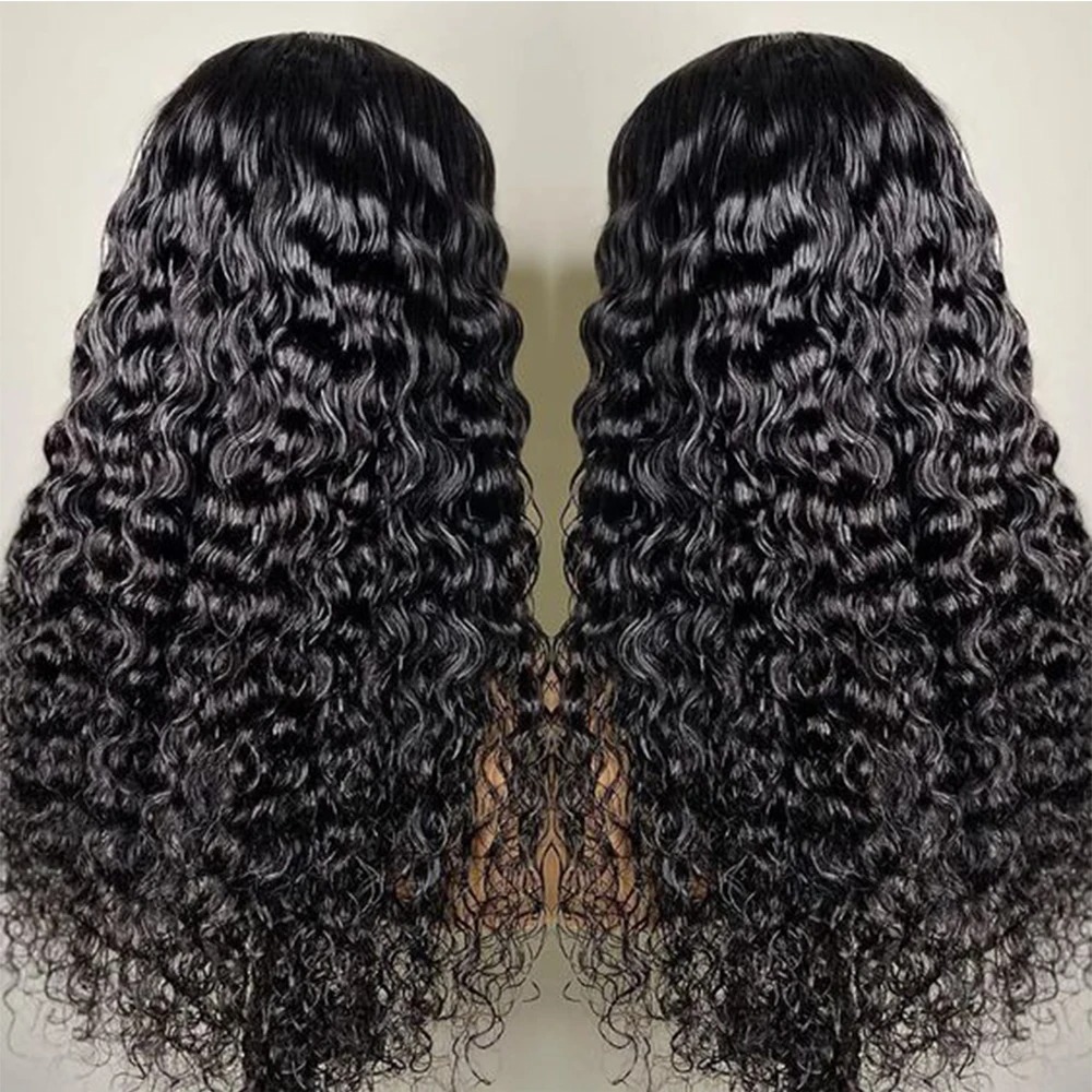 Long Wave Wigs Transparent Front Lace Curly Human Hair Wig