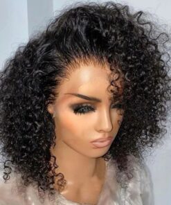 Curly Bob Human Hair Wigs Short Closure Kinky Lace Front Wigs