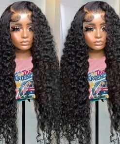 Deep Wave Human Hair Wigs Black Hd Front Lace Curly Wig