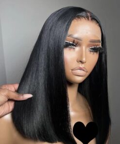 Alternative view of Straight Human Hair Wigs Short Bob Lace Frontal Wig for Women