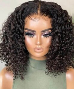 Curly Short Bob Human Hair Wigs Closure Lace Front Wigs