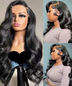 Alternative view of Closure Human Hair Wigs 30 Inch Transparent Lace Frontal Wig
