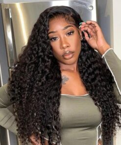 Alternative view of Curly Lace Front Human Hair Wigs Closure Hd Lace Water Wave Bobs