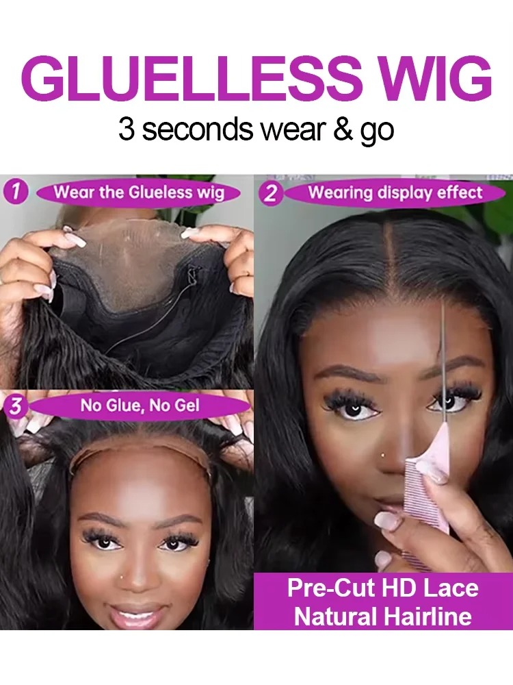 Glueless Wig Human Hair Deep Wave HD Lace Frontal Wigs - Image 5
