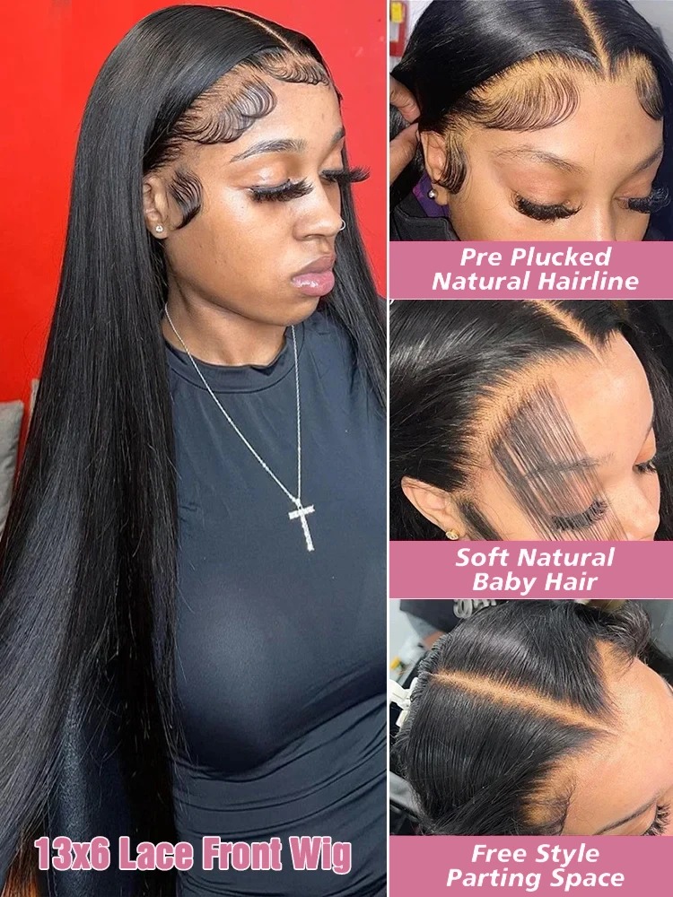 High Density Bone Straight Human Hair Brazilian Full Lace Frontal Wigs - Image 3