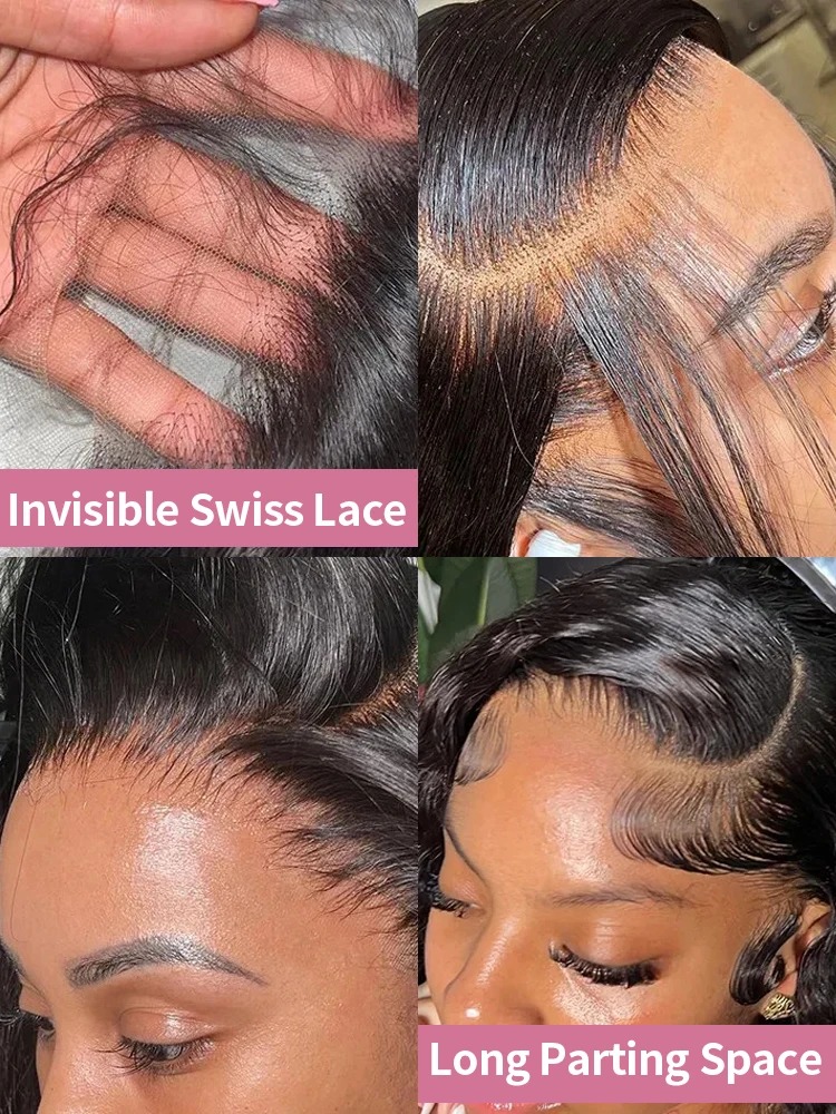 High Density Bone Straight Human Hair Brazilian Full Lace Frontal Wigs - Image 4